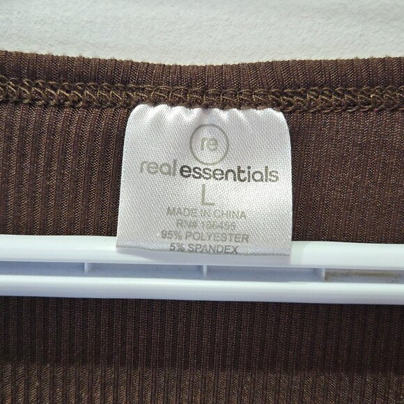 New Women’s Brown Ribbed Casual Top – Size Large - Picture 4 of 5